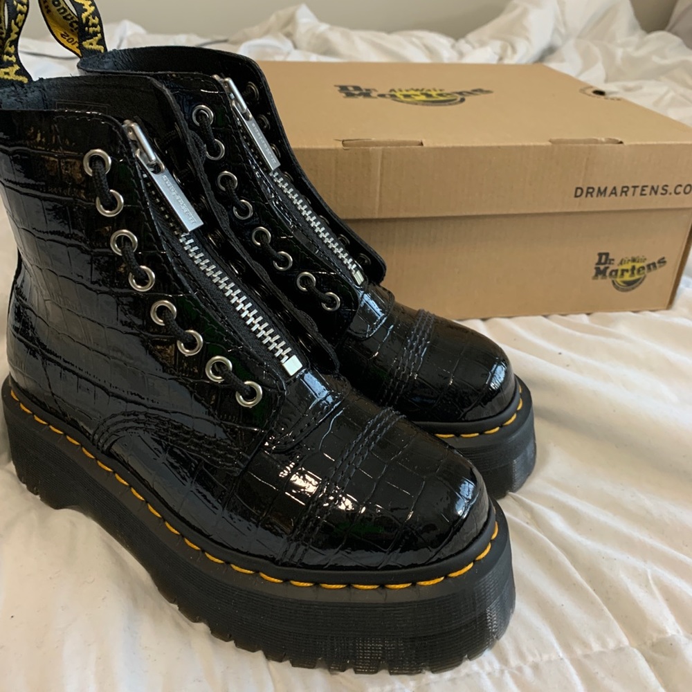 Dr. Martens Sinclair croc embossed leather boots